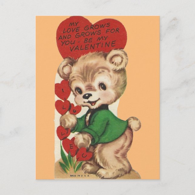 Postal Festiva Vintage Teddy Bear Valentine (Anverso)