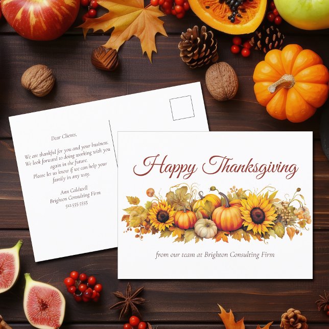 Postal Festiva Vintage Thankding Pumpkins Personalizado Company (Subido por el creador)
