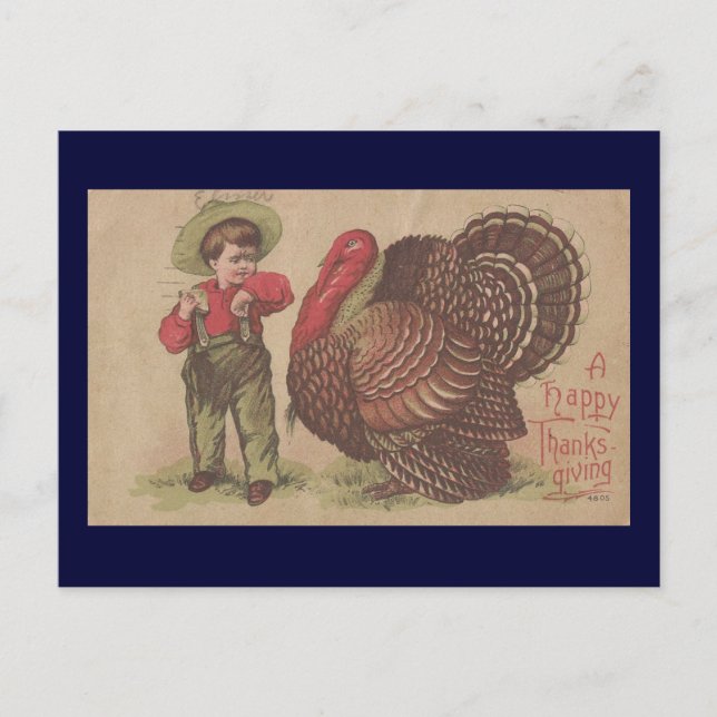 Postal Festiva Vintage Thankending Turkey (Anverso)
