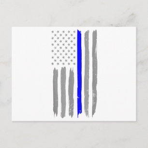 Postal Festiva Vintage Thin Blue Line: La policía apoya a USA Fl