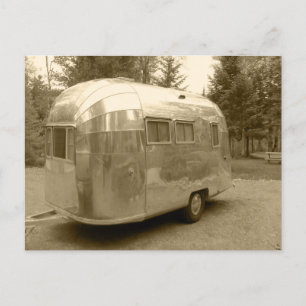 Postal Festiva Vintage Tin Can Travel Trailer Aluminio AS Caravel