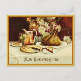 Postal Festiva Vintage Turquía Cena Día de Acción de Gracias