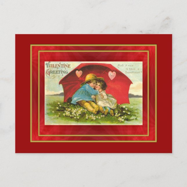 Postal Festiva Vintage Umbrella Love Valentcard (Anverso)
