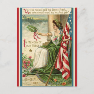 Postal Festiva Vintage USA Patriotic Lady Liberty Memorial Day