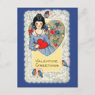 Postal Festiva Vintage Valentcard with Bluebirds