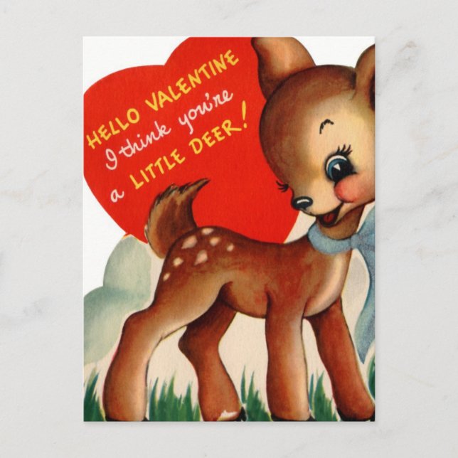 Postal Festiva Vintage Valentine Baby Deer (Anverso)