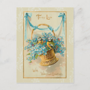 Postal Festiva Vintage Valentine Birds and Forget Me Nots