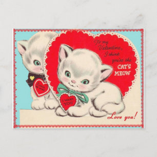 Postal Festiva Vintage Valentine Cats