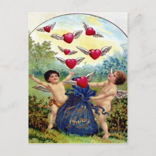 Postal Festiva Vintage Valentine Cherubs