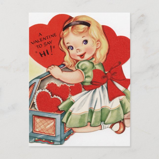 Postal Festiva Vintage Valentine Chica (Anverso)