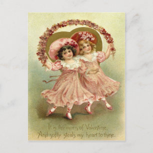 Postal Festiva Vintage Valentine Chicas