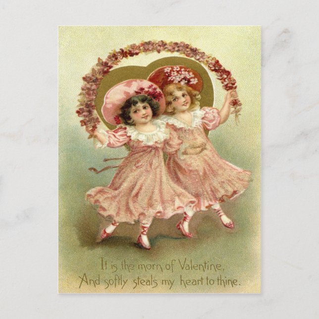 Postal Festiva Vintage Valentine Chicas (Anverso)