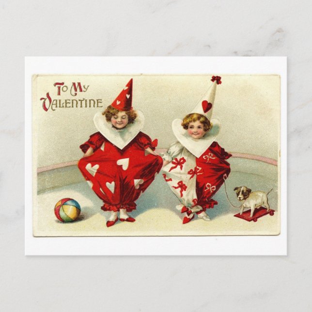 Postal Festiva Vintage Valentine Clown (Anverso)