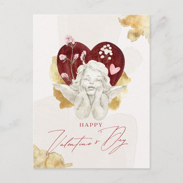 Postal Festiva Vintage Valentine Cupid Angel (Anverso)