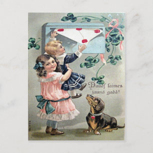 Postal Festiva Vintage Valentine Dachshund