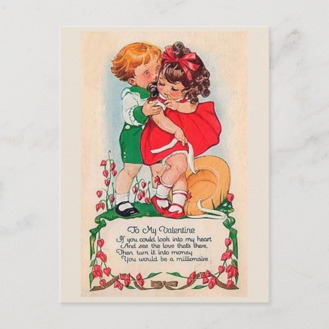 Postal Festiva Vintage Valentine Kiss (Anverso)