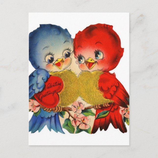 Postal Festiva Vintage Valentine Love Birds (Anverso)
