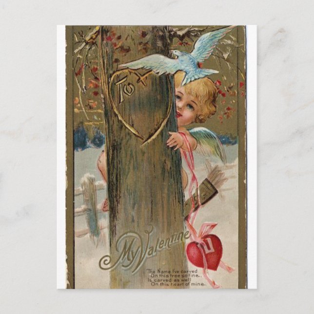 Postal Festiva Vintage Valentine Peeking Cherub (Anverso)