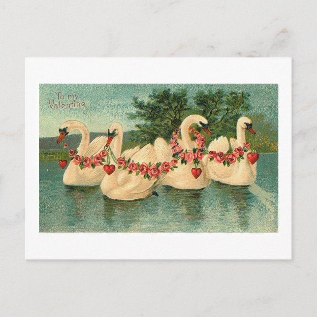 Postal Festiva Vintage Valentine Swans (Anverso)