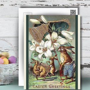 Postal Festiva Vintage Victoria Bunnies Easter Greetings