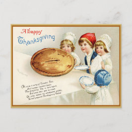 Postal Festiva Vintage Watercolor Feliz Ilustracion de Acción de