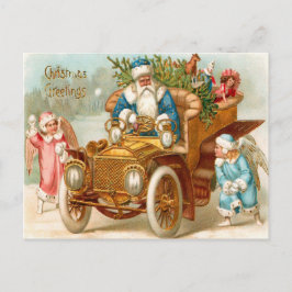 Postal Festiva Vintage Watercolor San Nick Felicitaciones de Navi