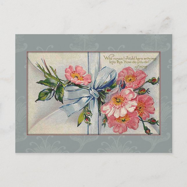 Postal Festiva Vintage Wild Rosas Valentine (Anverso)