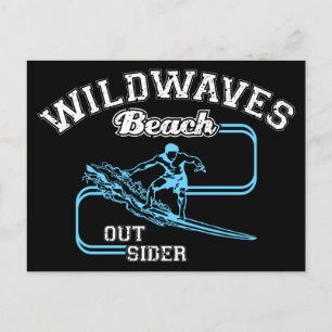 Postal Festiva Vintage Wild Waves Beach Outsiders Surf