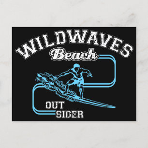 Postal Festiva Vintage Wild Waves Beach Outsiders Surf