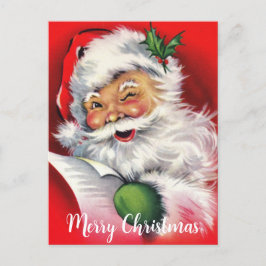 Postal Festiva Vintage Winking Santa Claus Personalizado Holiday