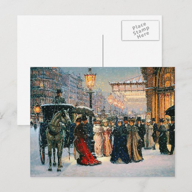 Postal Festiva Vintage Winter Parisian (Anverso / Reverso)