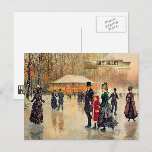 Postal Festiva Vintage Winter Parisian Scenarios Navidades
