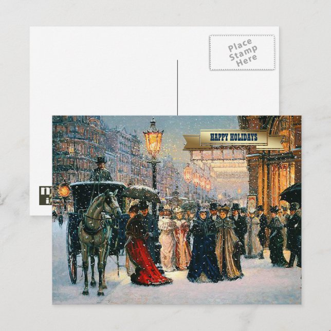 Postal Festiva Vintage Winter Parisian Scenarios Navidades (Anverso / Reverso)
