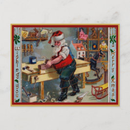 Postal Festiva Vintage Wish You A Merry Xmas Santa Workshop