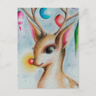 Postal Festiva vintage Xmas Bambi