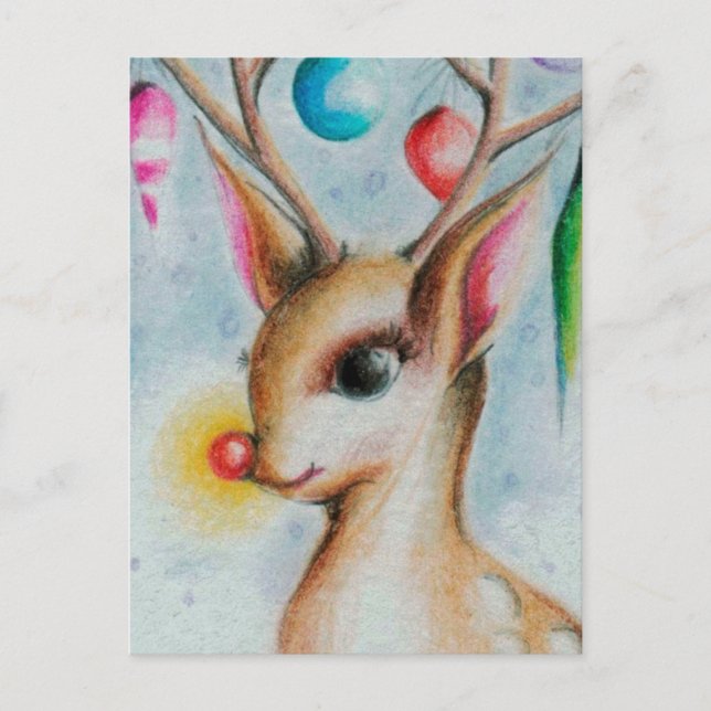 Postal Festiva vintage Xmas Bambi (Anverso)