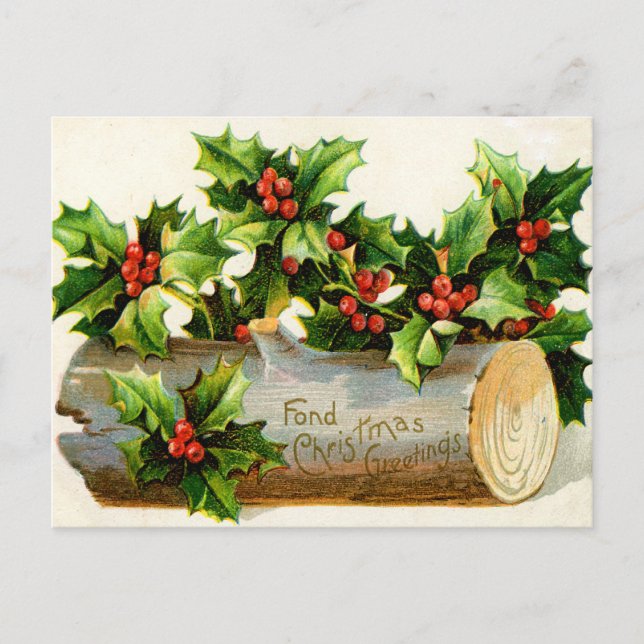 Postal Festiva Vintage Yule Log Holiday (Anverso)