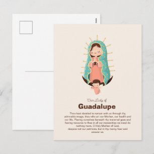 Postal Festiva Virgen de Guadalupe Sostendida por un ángel