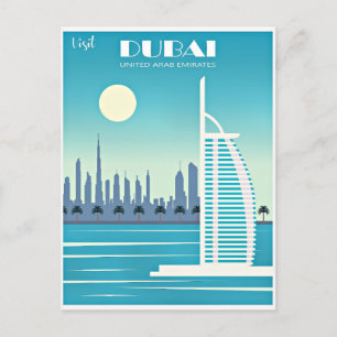 Postal Festiva Visitar afiche de viajes de Dubai