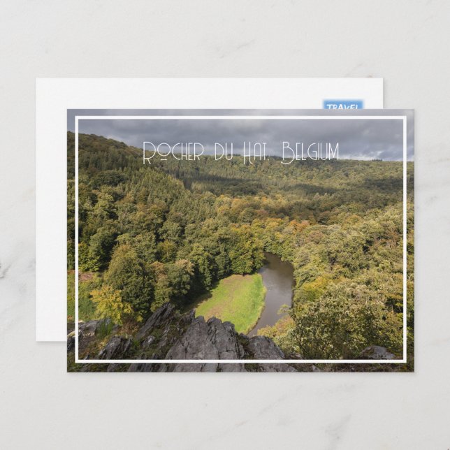 Postal Festiva Vista célebre de Rocher du Gorra, Bélgica (Anverso / Reverso)