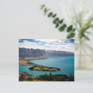 Postal Festiva Vista del lago de Queenstown Nueva Zelanda.