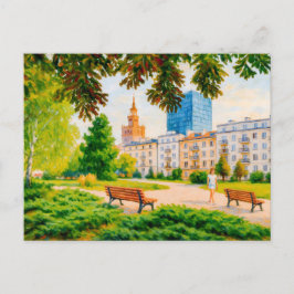 Postal Festiva Vista del parque con horizonte de Varsovia - pintu