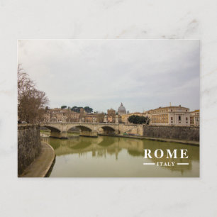 Postal Festiva Vista del puente del río Tíber Roma Italia