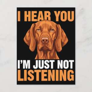 Postal Festiva vizsla-escuchando-retrato-de-perro-divertido-camis