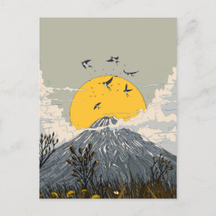 Postal Festiva Volcán Montaña Wildflower