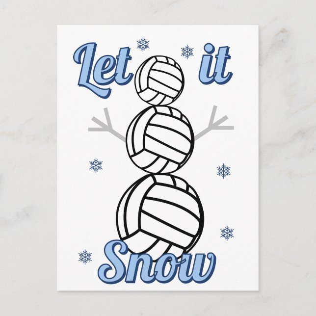 Postal Festiva Volleyball Snowman Let It Snow Postcard (Anverso)