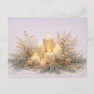 Postal Festiva Warm Neutral Watercolor Christmas Candle Botanical