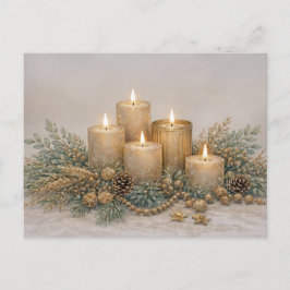 Postal Festiva Warm Neutral Watercolor Christmas Candle Evergreen