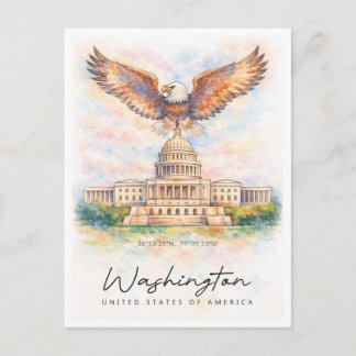 Postal Festiva Washington DC Capitol Hill Watercolor | USA