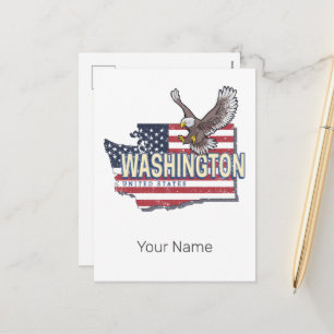 Postal Festiva Washington State United States Map USA Souvenir